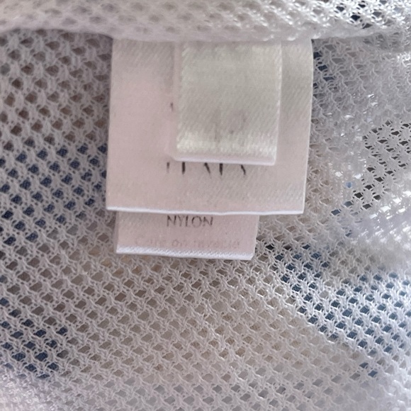 P. Johnson Men’s Swim Shorts Size Medium Blue Cream Front Pockets Netted Lining - Picture 3 of 5